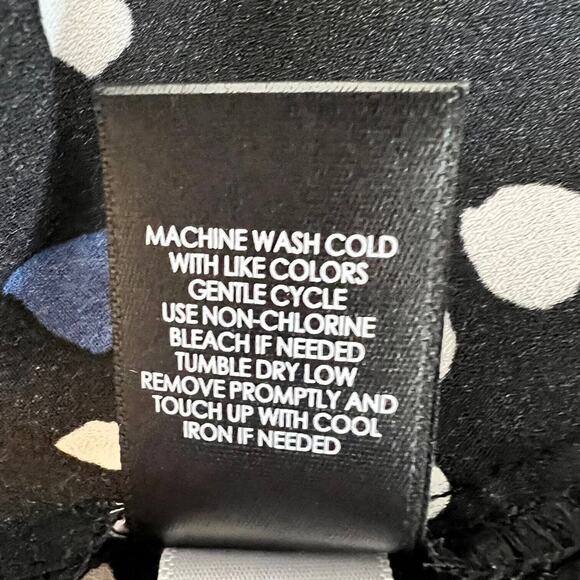 Torrid Chiffon Blouse Size 3X Black Blue White Polka Dot Cap Sleeve Quarter Zip - Picture 7 of 7